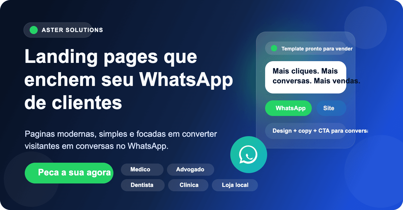 Galeria Aster Templates Leads com exemplos de landing pages